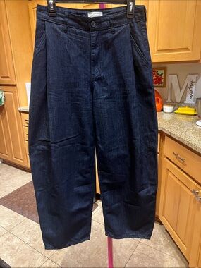 Current/Elliott Navy Wide-Leg Chinos